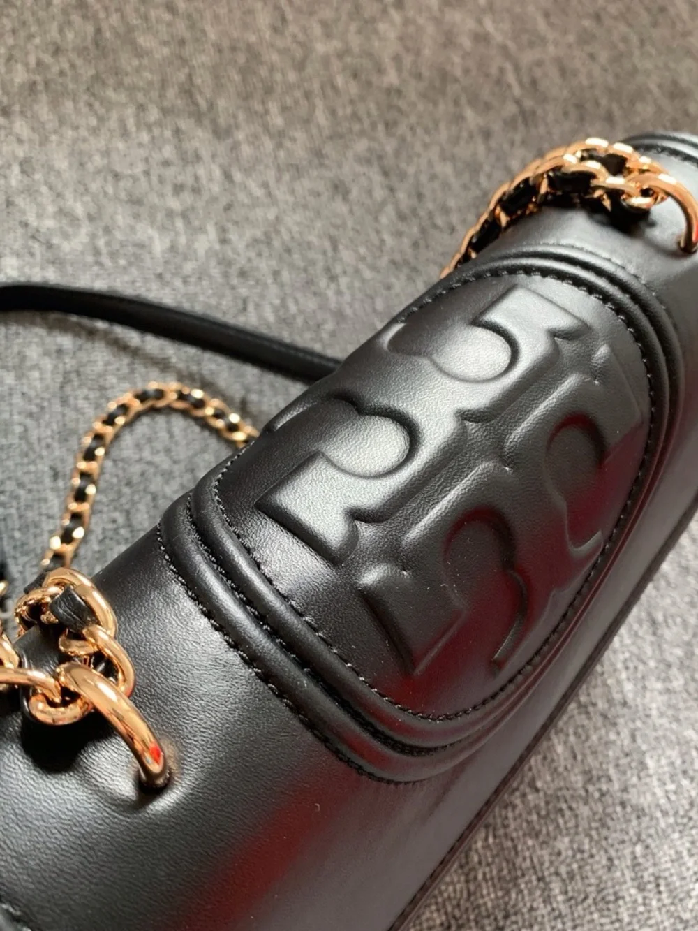 Tory Burch Black Quilted Leather Shoulder Bag with Chain Strap